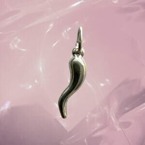 Y2K 925 Sterling silver horn chili pepper lucky charm pendant whimsy